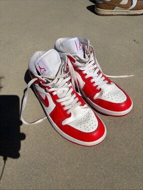 Nike Air Jordan 1 High Top Sneakers White & Red